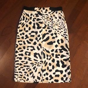 Worthington Leopard Print Front Slit Pencil Skirt